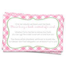 The book is in place of the card. Amazon Com Bring A Book Cards Baby Shower Book Instead Of Card Request Poem Insert For Invitations Pink Gingham It S A Girl Babyq 25 Count Baby