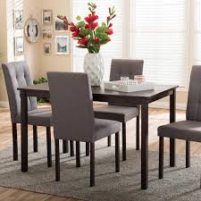 Upgraded upholstered cushion：this dining table set includes 1 dining table and 4 upholstered dining chairs,the contemporary faux leather upholstered dining chair of our. Baxton Studio Andrew 9 Grids 5 Piece Gray Fabric Upholstered Dining Set 5255 6810 Hd The Home Depot