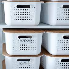 Their integrated handles and ventilated holes make. White Nordic Storage Baskets With Handles The Container Store