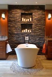 25 Amazing Stone Accent Walls Spa Inspired Bathroom Diy Bathroom Design Bathroom Accent Wall