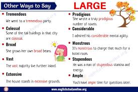 Large Synonym List Of 25 Useful Synonyms For The Word Large English Study Online In 2020 Large Synonym Words English Study