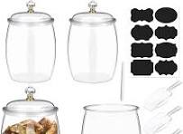 2-Pack 1 Gallon Clear Plastic Candy Jars With Lids – Bottle & Cup Shapes,  Airtight Storage