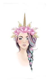 Colourful Drawing Of A Girl Unicorn Horn And Ears Colourful Braided Hair How To Draw A Face Step By Step Colorful Drawings Unicorn Drawing Cute Girl Drawing