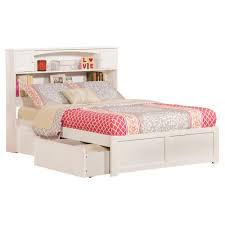 Copyright © stairs and closet home decoration and. Atlantic Furniture Newport White Full Platform Bed With Flat Panel Foot Board And 2 Urban Bed Drawers Ar8532112 The Home Depot