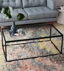 Buy Coffee Table With Black Metal Frame Clear Glass Top By Asian Arts Online Contemporary Rectangular Coffee Tables Tables Furniture Pepperfry Produ Coffee Table West Elm