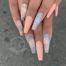 Top fashion sneaker blogger sherlina nym has the biggest collection of latest designer sneakers and luxury 40 gorgeous summer coffin acrylic nails ideas that will inspire you. Pastel Peach Blue Coffin Coffin Nails Designs Polygel Nails Acrylic Nails