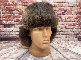 Original Hat Winter Natural Beaver Fur Ushanka Hat Natural Fur 59 Size