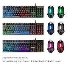 Flagpower Rainbow Led Backlit Gaming Keyboard And Mouse Combo With 3 Adjustable Led Backlight Keyboard Pc Mouse Video Game Stores