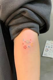 Colorful Space Tattoo Get An Inkget An Ink Cute Tattoos For Women Tiny Tattoos For Girls Simplistic Tattoos