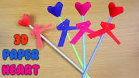 DIY | How To Make 3D Paper Heart Stick - Valentine's Day Craft Ideas