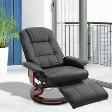 Marimba swivel chair with cushion and ottoman. Faux Leather Adjustable Traditional Manual Swivel Recliner Chair Ottoman Black 842525131049 Ebay