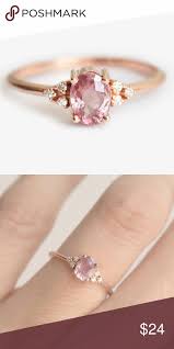 Pink Stone Rose Gold Ring Bling Pink Sapphire Ring Engagement Wedding Rings Rose Gold Rose Engagement Ring