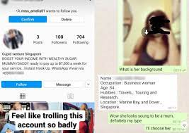 An online hook up service. Man Trolls Sugar Mummy Scammer Who Offered Up To 7k A Week Singapore News Asiaone