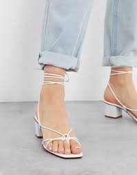 Discover women's sandals with asos. Depp Super Strappy Sandals With Square Toe In White Leather Asos
