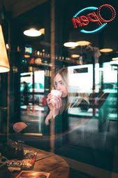 Coffee Date Through Window Coffee Shop Portrait Coffee Shop Photography Window Photography Reflection Photography