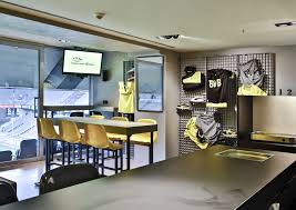 Officially the ground is known as signal iduna park for sponsorship purposes in a deal set to last until 2021. Jorgmennickheim Puma Loge Brand Space Vip Box For Puma At Borussia Dortmund Stadium A Unique Design Language Which Combin In 2021 Vip Room Room Room Design