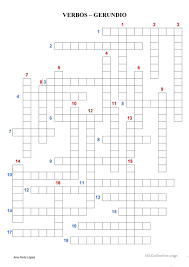 Crucigrama Verbos Gerundio Trabajos Hojas De Trabajo De Ele Gratuitas Verbos Verbos En Espanol Crucigramas