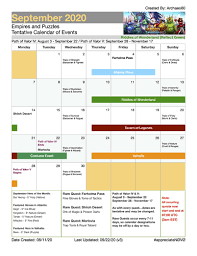 February calendar of events, includes dates for the path of valor, knights of avalon, costume event atlantis rises and weekly trials. 2020 September Calendar Events Trials Rare Quests Tavern Of Legends Masquerade Atlantis Valhalla Tentative Player Guides Empires Puzzles Community Forum