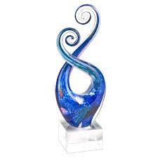 Badash Crystal Monet Murano Style Art Glass Swirl Abstract Centerpiece On Crystal Base 10 In Gw529 The Home Depot Swirl Sculpture Glass Centerpieces Glass Sculpture