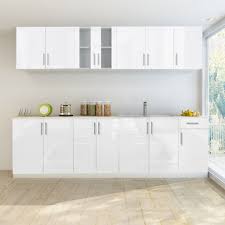8 Pcs High Gloss White Kitchen Cabinet Unit With Sink Base 260 Cm Sales Online Tomtop White Gloss Kitchen Kitchen Cabinets Units High Gloss White Kitchen