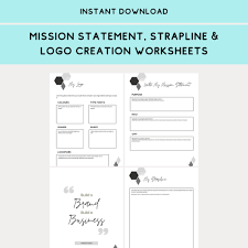 Mission Statement Strapline Logo Creation Worksheets Etsy Marketing Help Mission Statement Marketing Tools