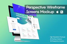 Perspective Wireframe Screens Mockup Wireframe Mockup Business Card Inspiration