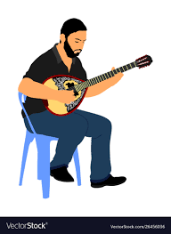 Bouzouki Player Greek Folklore String Instrument Vector Image