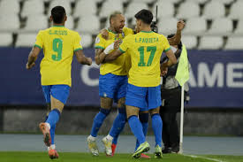 Brazil's lucas paquetá, left, celebrates with teammate neymar after scoring his. Kudempagtjnuym