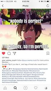Nobody Is Perfect Im Nobody So Im Perfect Anime Memes Anime Memes