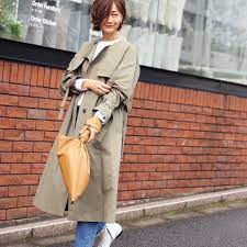 tomioka yoshiko official on instagram sanyocoat norc そろそろ東京はトレンチコートの季節ですね 袖のベルトを思いっきり絞ってみるといい感じの袖丈とボリューム感になりました スワイプ タップしてみてね
