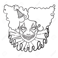 Clown de ça version 2. Affiche De Vecteur Avec Un Clown Malefique Illustration Lineaire De Halloween Effrayant De Clown Fou D Horreur Clip Art Libres De Droits Vecteurs Et Illustration Image 64431146