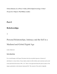 A gallery reflecting the beauty of life. Pdf Personal Relationships Intimacy And The Self In A Mediated And Global Digital Age