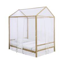 Twin canopy beds are perfect for children that would like a little frill, a little lace, and a little fantasy. Altadena Twin Canopy Bed With Led Lighting Matte Gold Coas