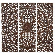 Set Of Three Carved Wood Panels Product 3 Piece Wall Plaque Setconstruction Material Varn Carved Wood Wall Panels Carved Wall Decor Carved Wood Wall Decor