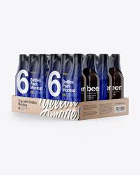 Kraft Tray With 6 Bottles Packs Mockup Half Side View In Box Mockups On Yellow Images Object Mockups Mockup Free Psd Mockup Psd Mockup Free Download