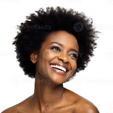 Portrait of a joyful woman with beautiful natural hair smiling widely,  conveying happiness and positivity 57126848 PNG