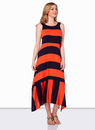 Roman Originals Orange And Black Stripe Jersey Dress Striped Jersey Dress Colorblock Dress Striped Midi Dress