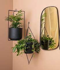 With their slim, gold legs and chic black pots, this set of pedestal planters will add some this trio of hanging planters would look lovely above a kitchen window. Present Time Blumentopfe Hanging Plant Pot Spatial Diamond Iron Black Pt3465bk The Little Green Bag