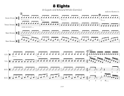 8 Eights Sheet music for Snare drum, Tenor drum, Bass drum (Percussion  Quartet)