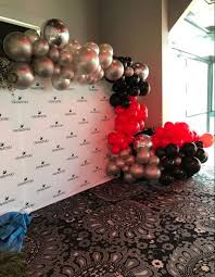 Party Red Black And Gold Balloon Arch Organic Themed Balloon Garland With Silver Chloe Red Black Balloons Balloons Red Birthday Party