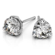 Zales 4.0mm morganite and diamond earrings in 10k rose gold. Three Prong Diamond Stud Earrings In White Gold 4 Ctw