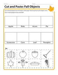 cut and paste fall objects worksheet education com