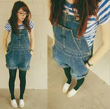 Black And White Striped Overalls Shorts Pin By Vonnie On My Style That S How I Roll Overalls Fashion Overall Shorts Outfit Blue And White Striped Shirt