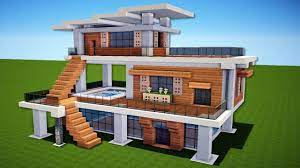 Minecraft How To Build A Modern House Easy Tutorial Easy Minecraft Houses Modern Minecraft Houses Minecraft House Designs