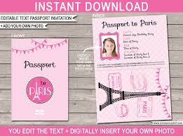 Program template purple & gold metallic. Paris Passport Invitation Template With Photo Paris Birthday Party Invites
