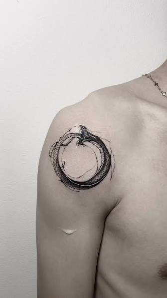 Ouroboros Snake Circle Tattoo Blackwork