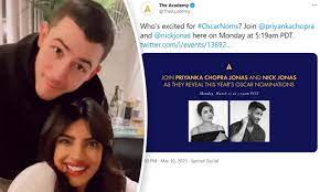 Nick Jonas And Priyanka Chopra Reveal They Re Announcing The Oscar Nominations On Monday Morning Daily Mail Online