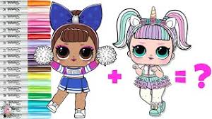 Explore 623989 free printable coloring pages for your kids and adults. Lol Surprise Dolls Coloring Book Page Mash Up Unicorn And Sis Cheer Become Cheericorn Youtube