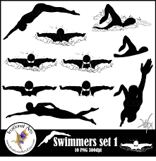 Black And White Boy Swimming Clipart Female Swimmers Silhouettes Set 1 10 Png Graficos Graficos Etsy Female Swimmers Swimmer Male Swimmers