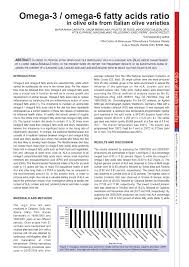Pdf Omega 3 Omega 6 Fatty Acids Ratio In Olive Oils From Italian Olive Varieties